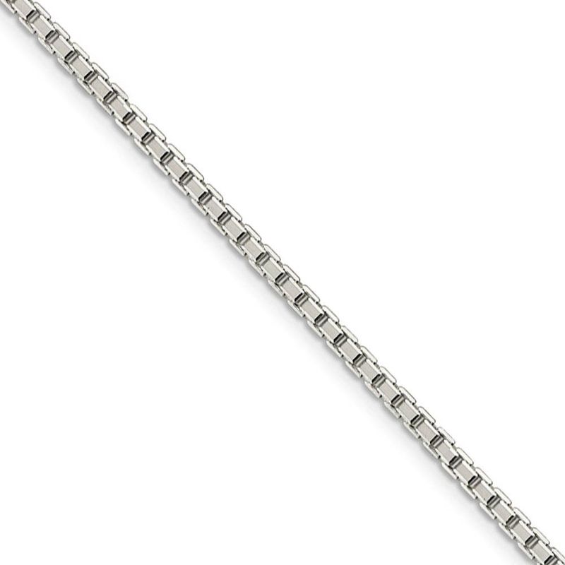 2.5mm Sterling Silver D/C Solid Octagonal Box Chain Necklace, 16 Inch